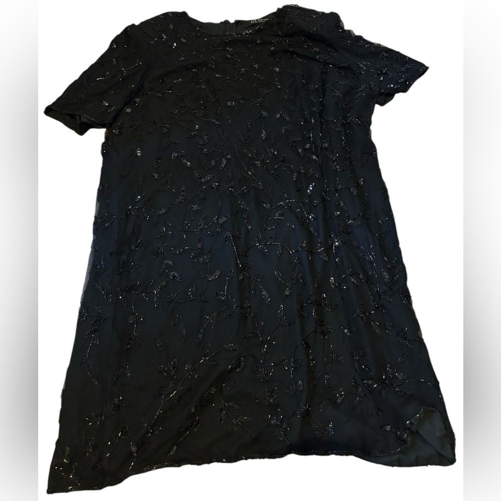 Lane Bryant Silk Black Heavily Beaded Party Cocktail Dress Size 26-28